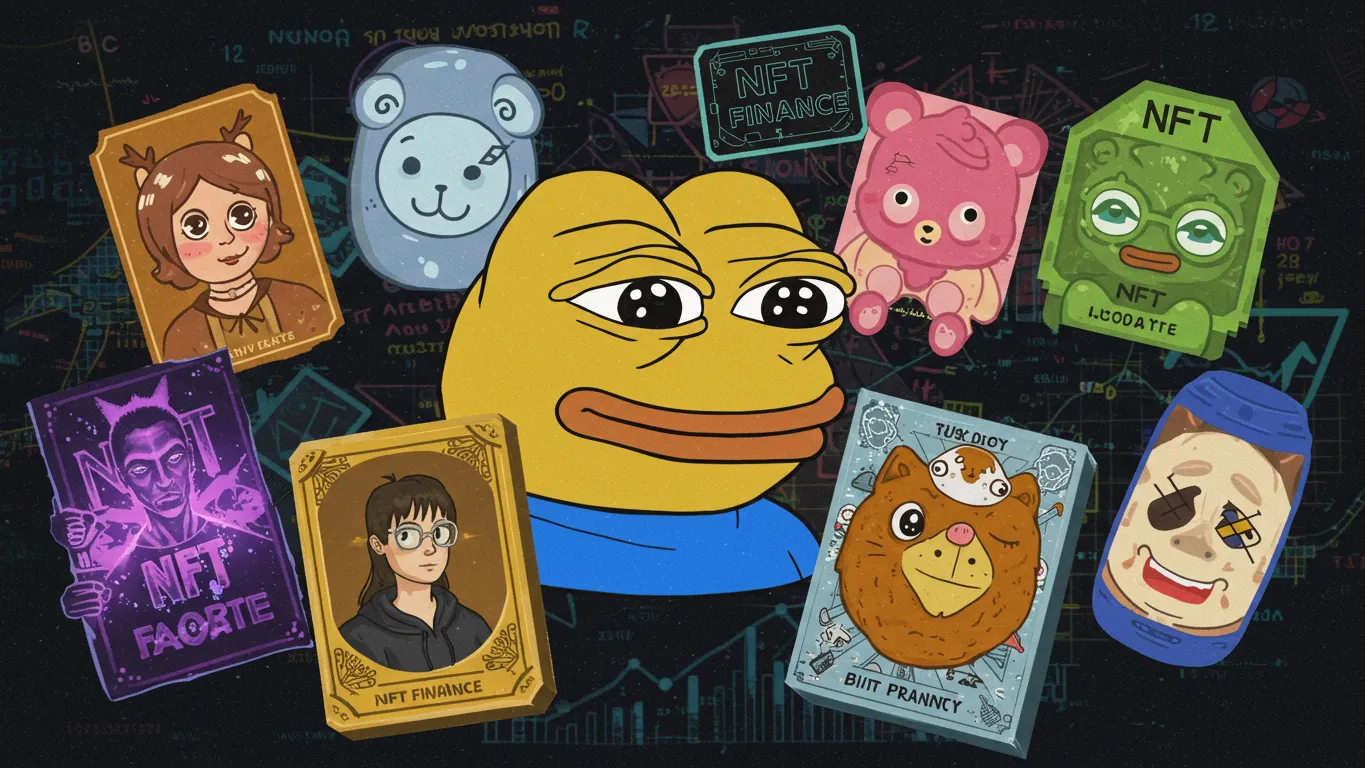 Pepe meme with vibrant NFT artwork